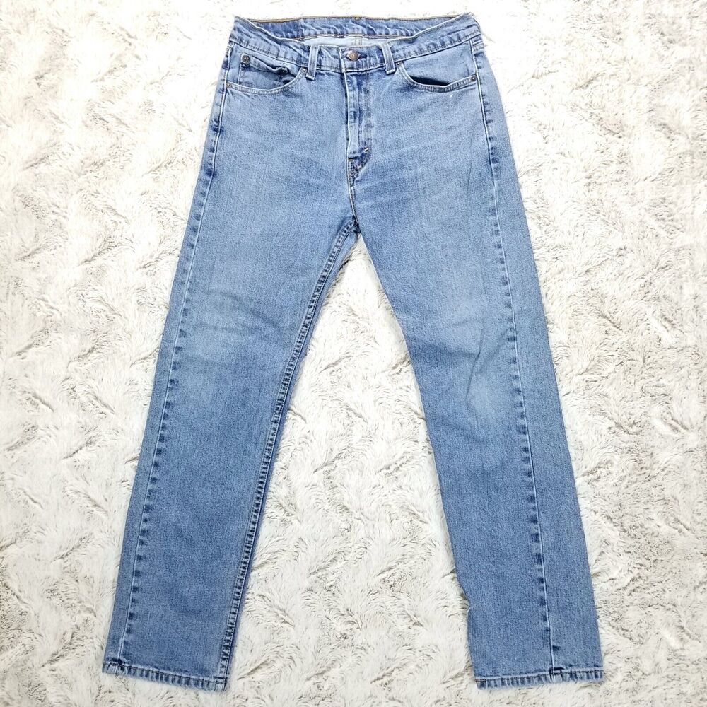Levis Jeans Mens 33×32 Blue 505 Regular‎ Straight Workwear Medium Wash Denim